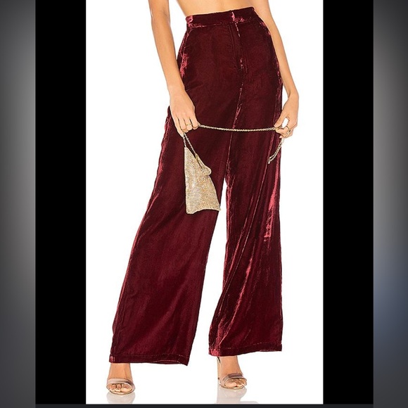 HOUSE OF HARLOW 1960 X Revolve Mona Wide Leg Pant In Red‎ velvet Size medium - Picture 1 of 12